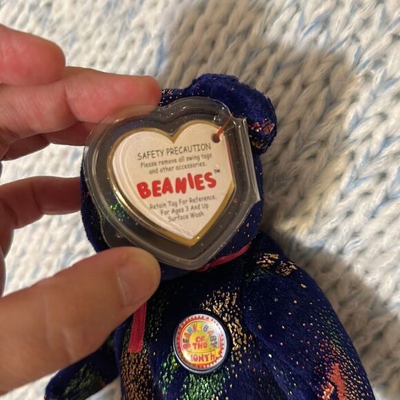 ty Comet Rare Beanie Baby of the Month Galaxy Glitter Purple Teddy November 2003 - Picture 7 of 8